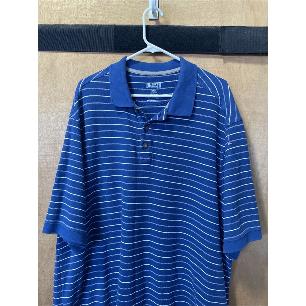 Mens Duluth Trading Polo Blue With Stripes size 2XL Tall